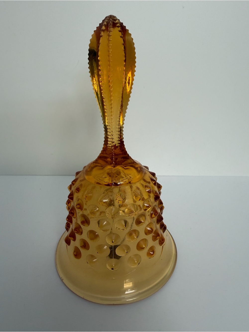 Vintage Fenton Honey Amber Hobnail Glass Decorative Bell